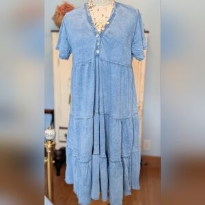 Blue Tiered‎ Women Dress
